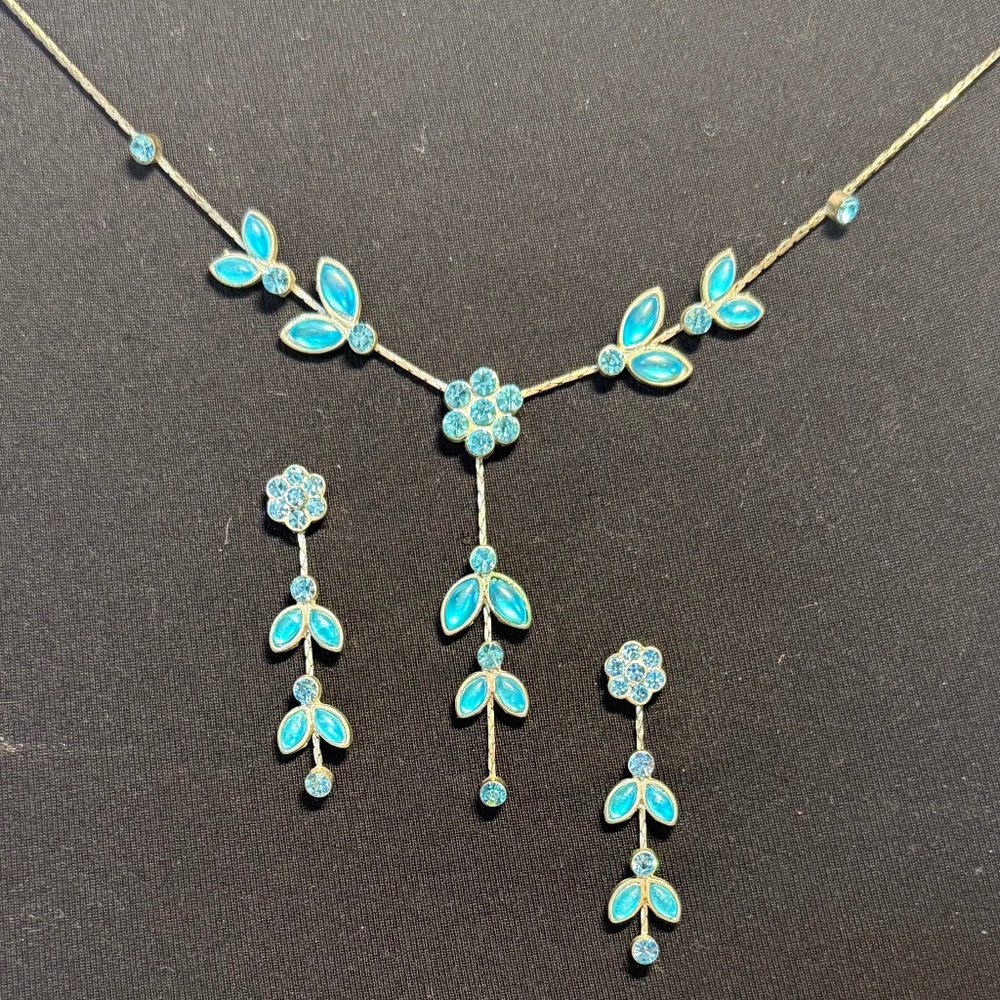 Aqua Bloom Floral Jewelry Set